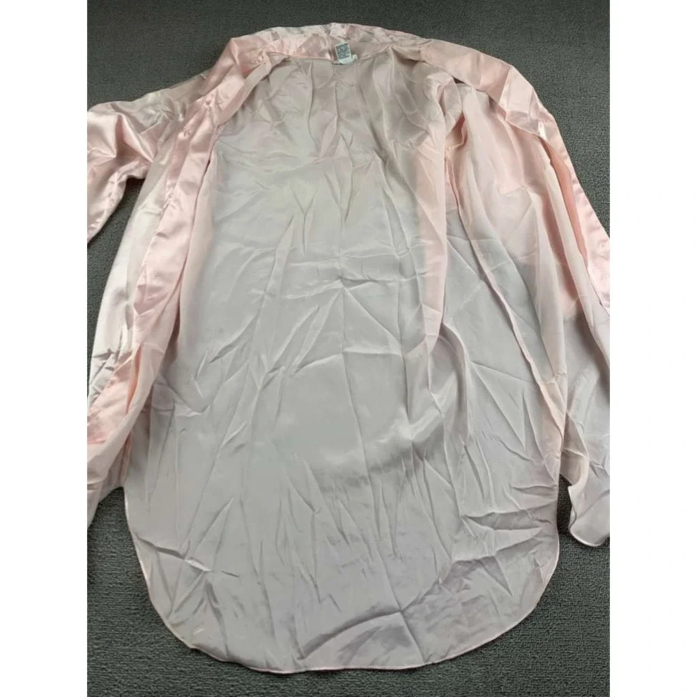 Vintage Laura Adams Night‎ Shirt Top Women L Pink Relaxed Solid Button up Pajama